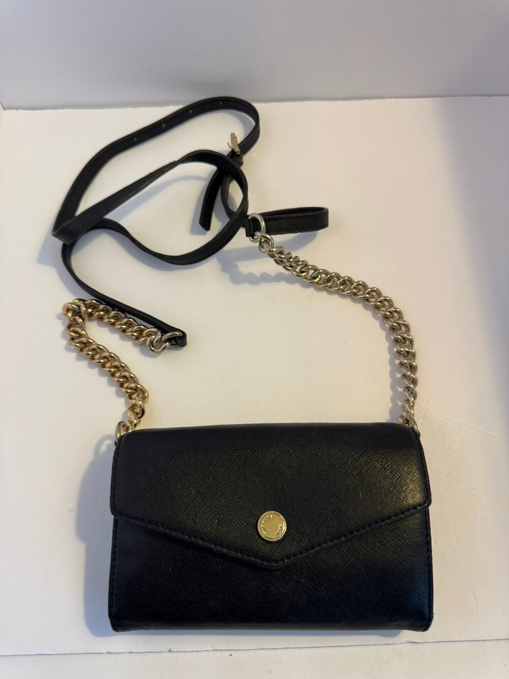 Michael Kors Saffiano Leather Crossbody Wallet Envelope Clutch Bag Black